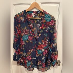 Kut from the Kloth Multicolor Floral Sheer Blouse